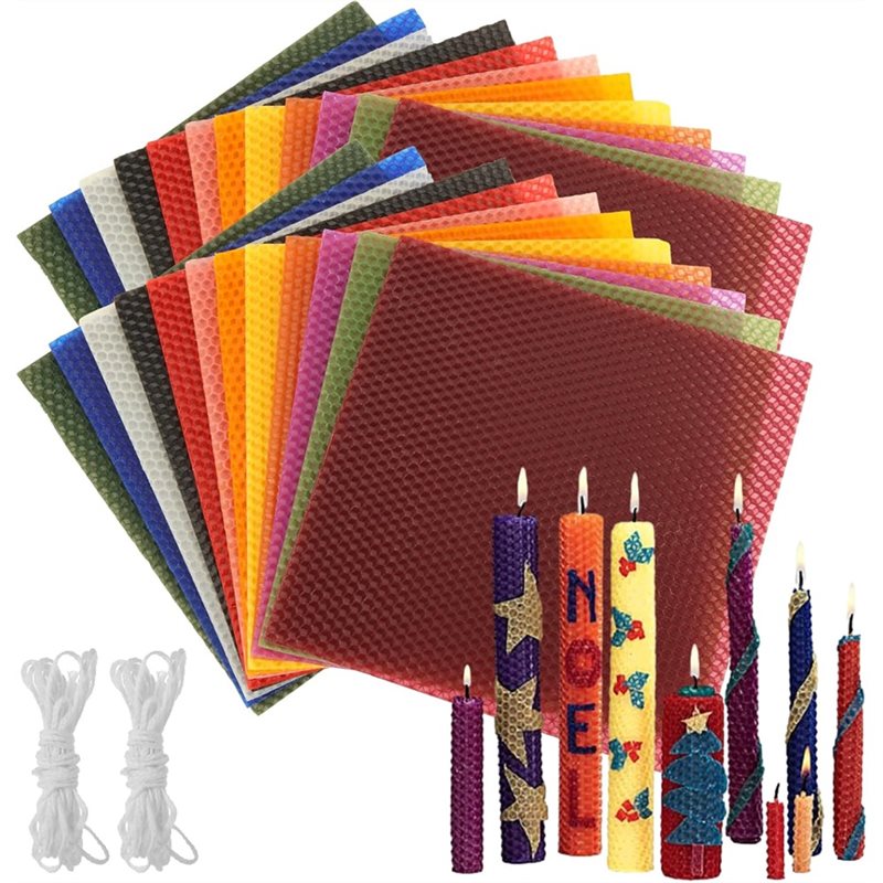 Candle Making Kit Beeswax - 24 fogli di cera d'api da